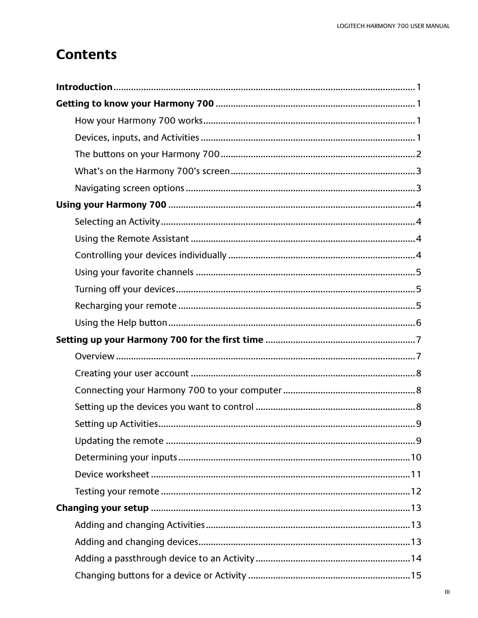 Logitech HARMONY REMOTE 700 User Manual | Page 3 / 26