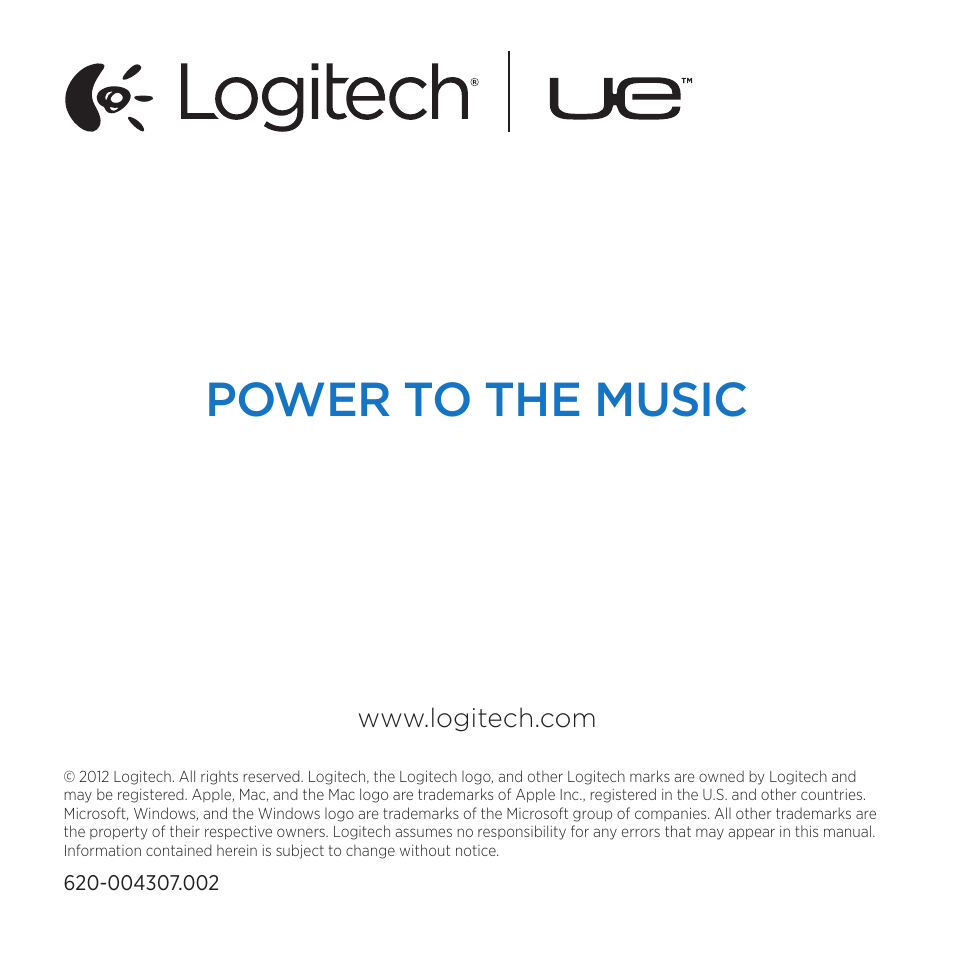 Power to the music | Logitech Ultimate Ears 6000 User Manual | Page 5 / 5