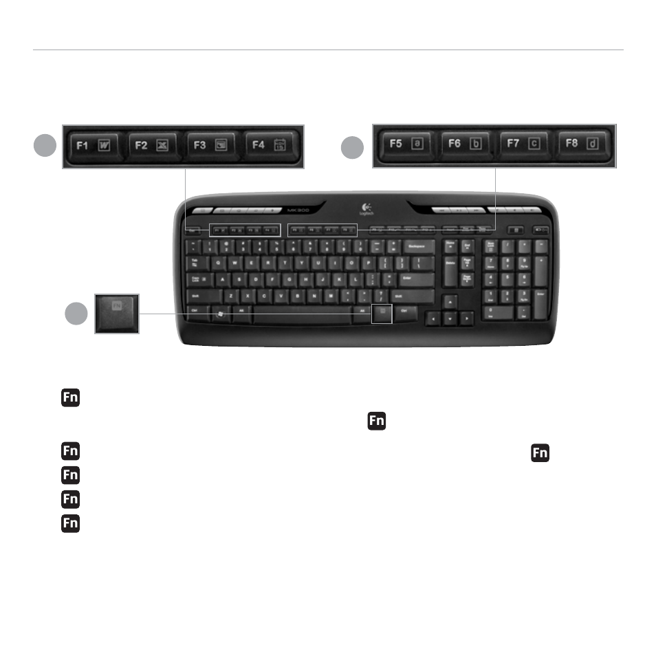 Keyboard features: f-keys, English, 13 user’s guide | Logitech MK300 User Manual | Page 12 / 58