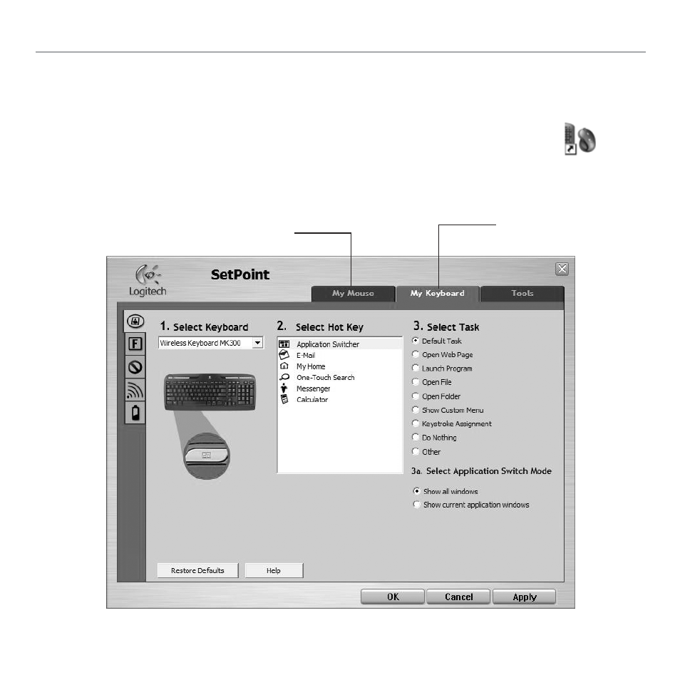 Customizing the keyboard and mouse, 16 english logitech, Wireless desktop mk300 | Logitech MK300 User Manual | Page 15 / 58