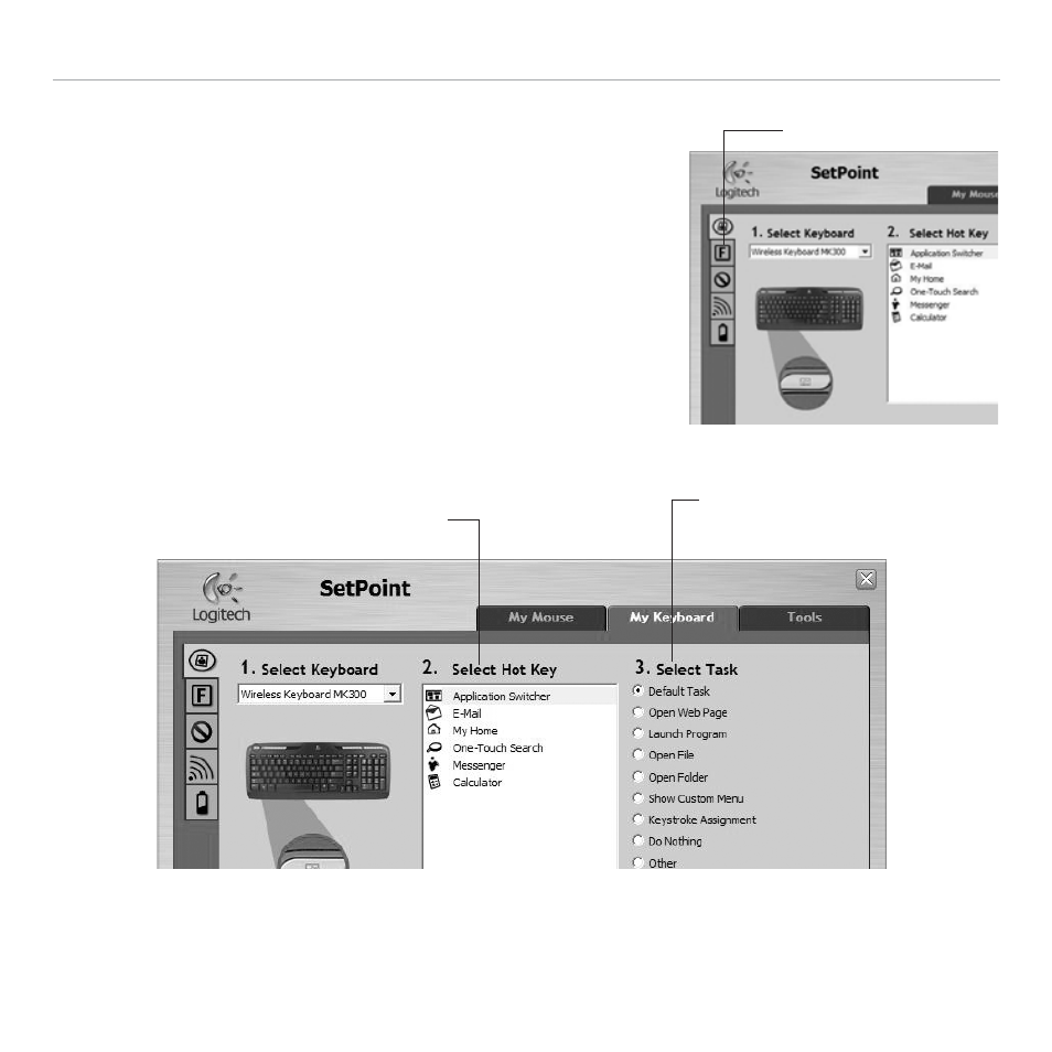 English, 17 user’s guide, Keyboard f-key settings tab | Logitech MK300 User Manual | Page 16 / 58