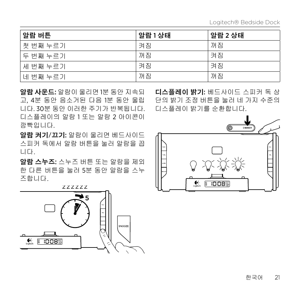Logitech Bedside Dock S-A0001 User Manual | Page 21 / 28