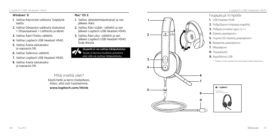 Mitä mieltä olet, Γνωριμία με το προϊόν | Logitech H540 User Manual | Page 24 / 59