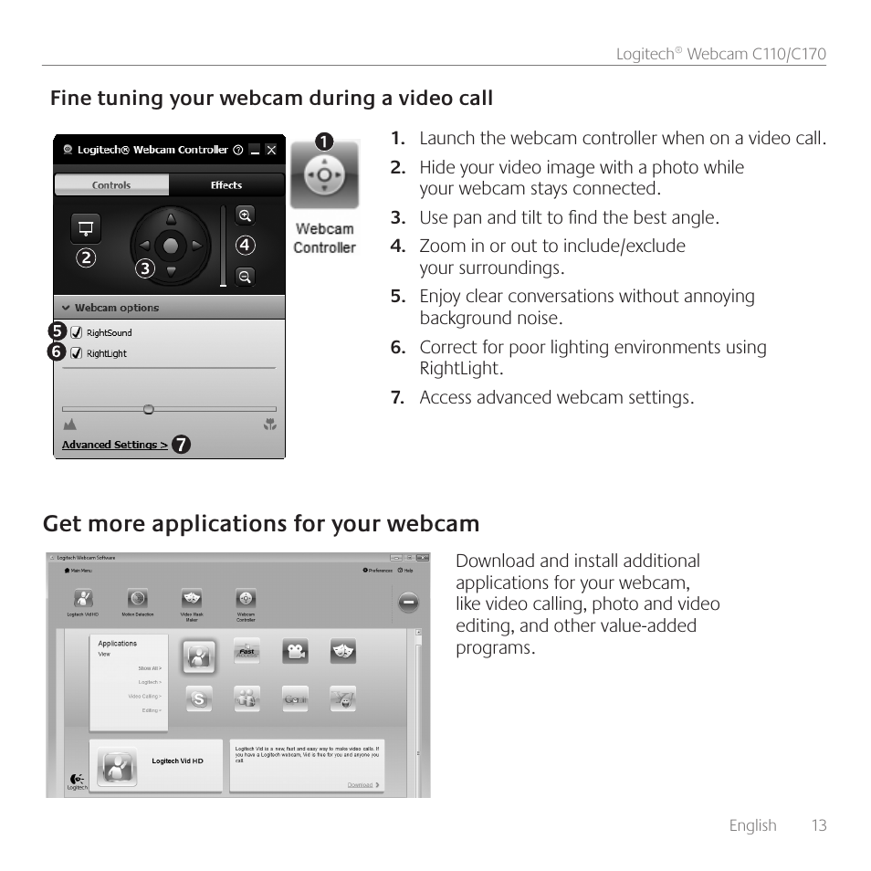 Get more applications for your webcam | Logitech C170 User Manual | Page 13 / 204