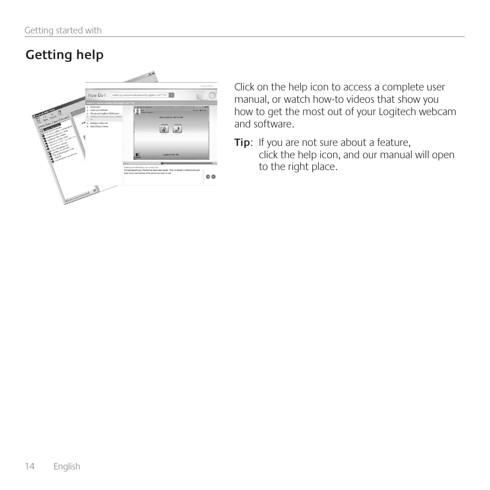 Getting help | Logitech C170 User Manual | Page 14 / 204