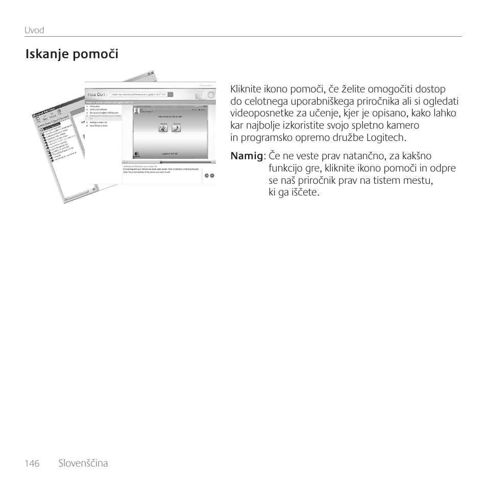 Iskanje pomoči | Logitech C170 User Manual | Page 146 / 204