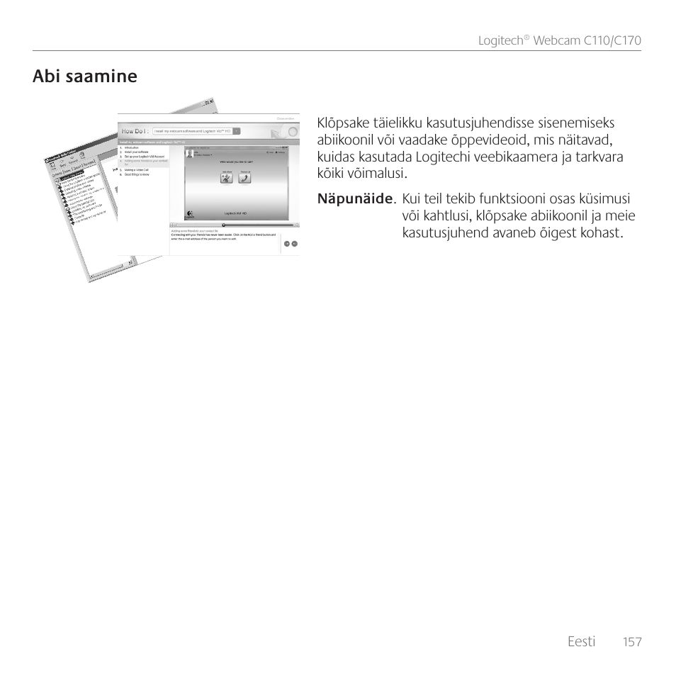 Abi saamine | Logitech C170 User Manual | Page 157 / 204