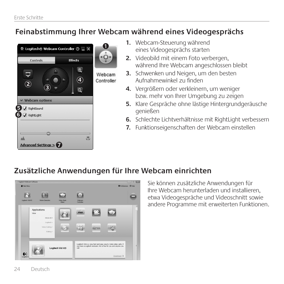 Zusätzliche anwendungen für ihre webcam einrichten | Logitech C170 User Manual | Page 24 / 204