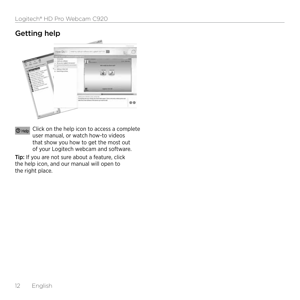 Getting help | Logitech HD Pro C920 User Manual | Page 12 / 24