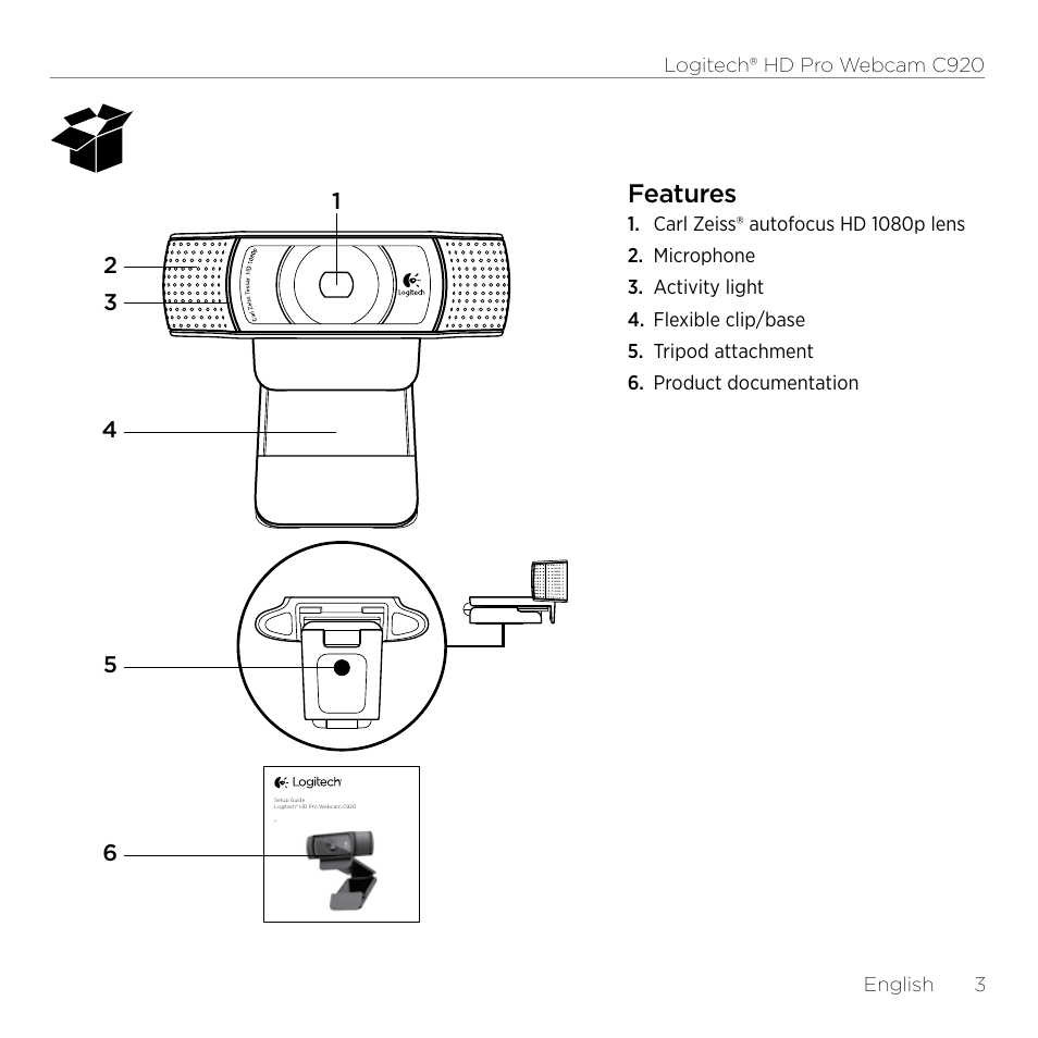 Features | Logitech HD Pro C920 User Manual | Page 3 / 24