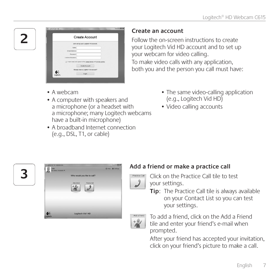 Logitech C615 User Manual | Page 7 / 52