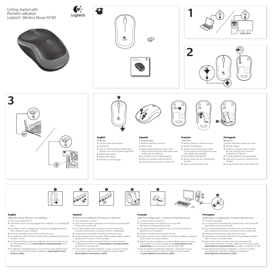 Logitech M185 User Manual | 2 pages