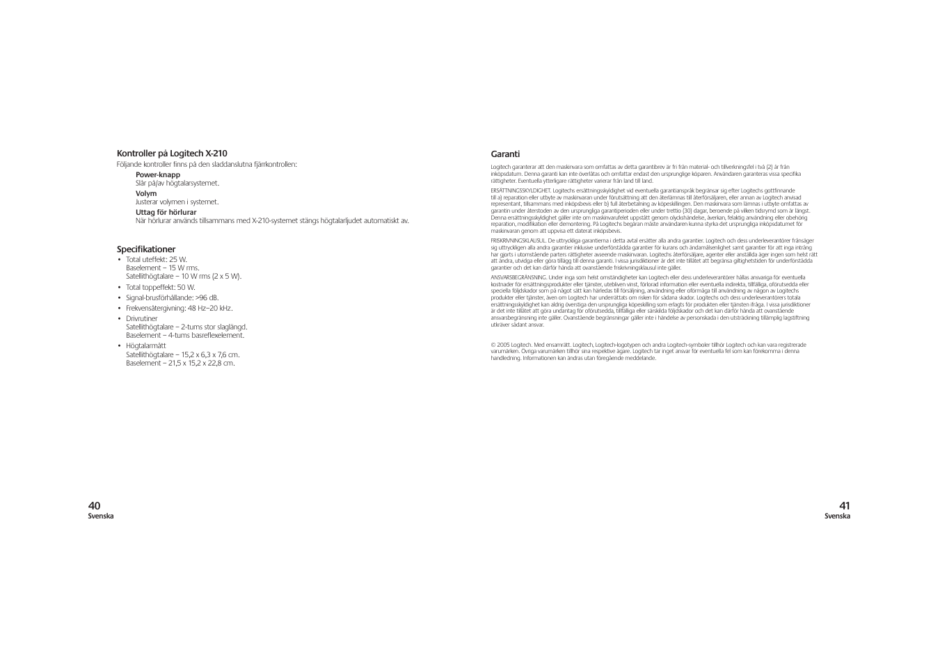 Logitech X-210 User Manual | Page 21 / 42