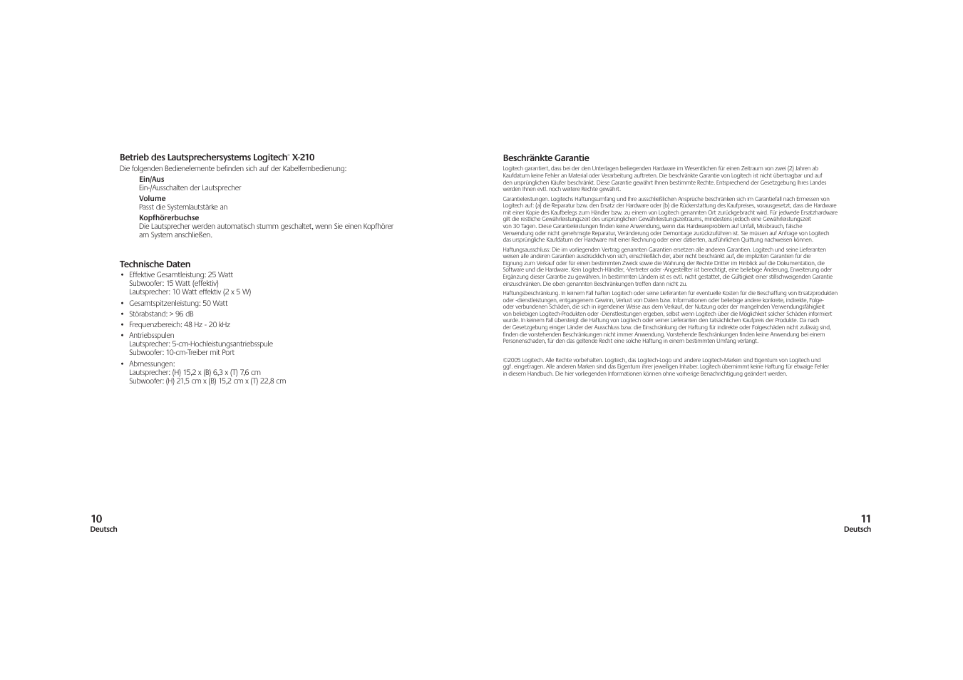 Logitech X-210 User Manual | Page 6 / 42