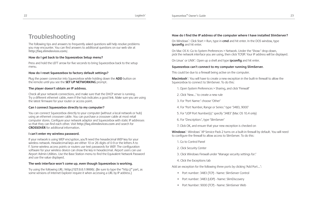 Troubleshooting | Logitech Squeezebox Receiver User Manual | Page 13 / 92