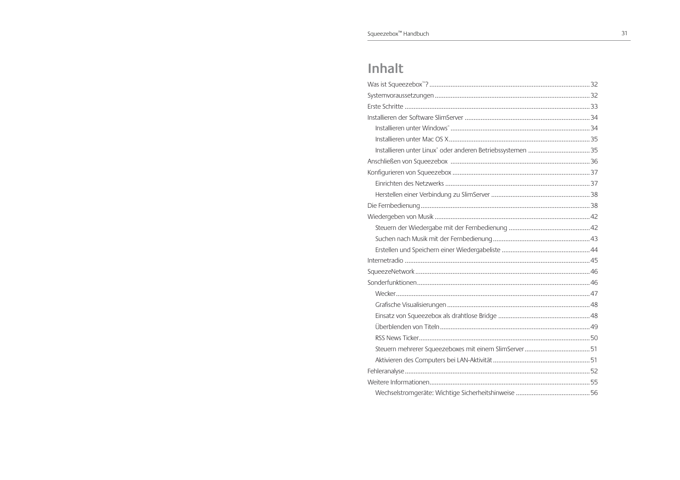 Inhalt | Logitech Squeezebox Receiver User Manual | Page 17 / 92