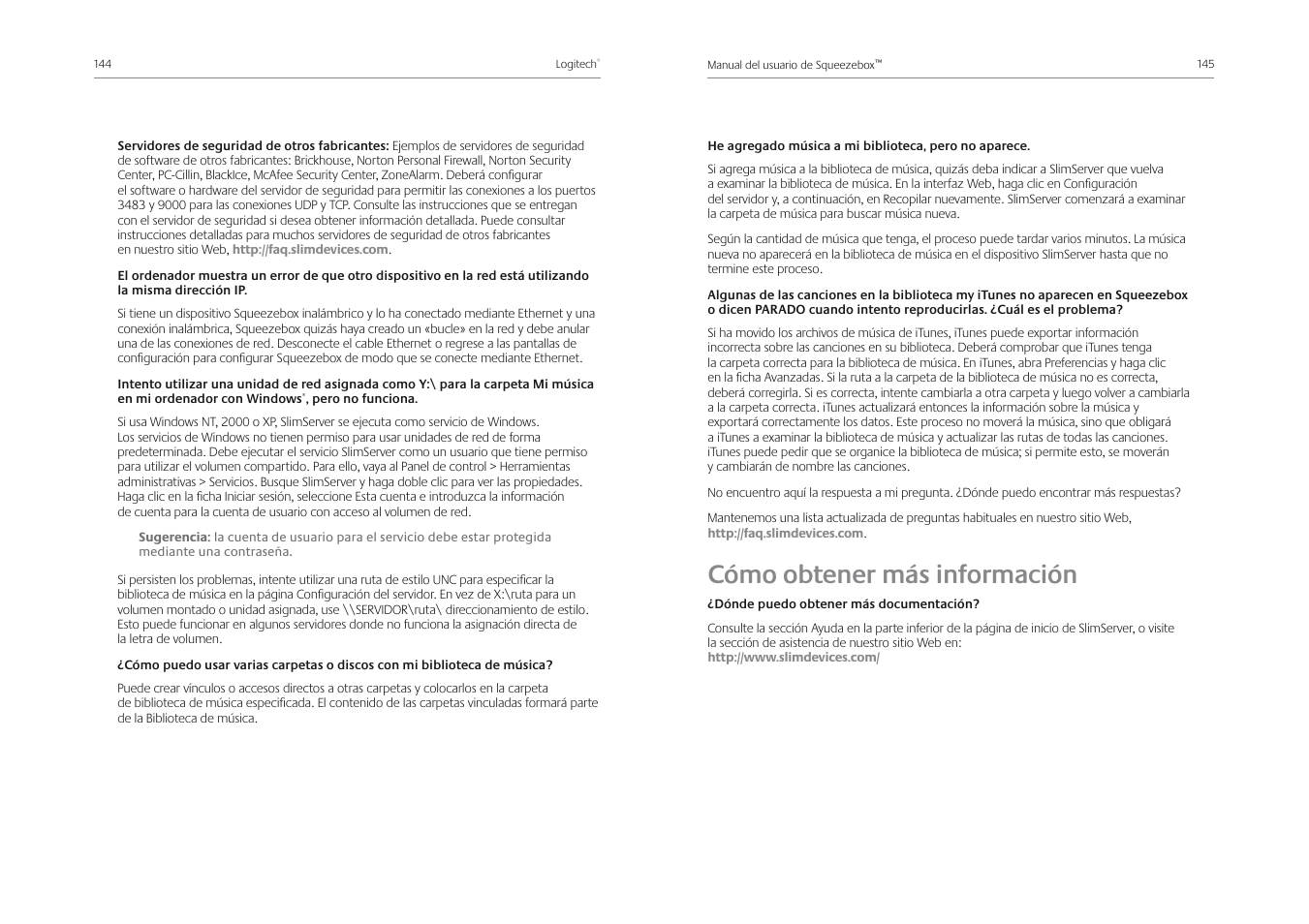 Cómo obtener más información | Logitech Squeezebox Receiver User Manual | Page 74 / 92