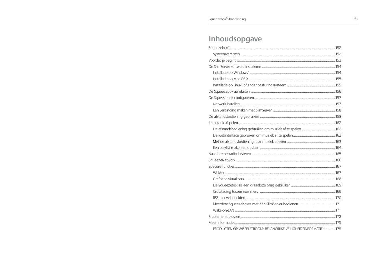 Inhoudsopgave | Logitech Squeezebox Receiver User Manual | Page 77 / 92