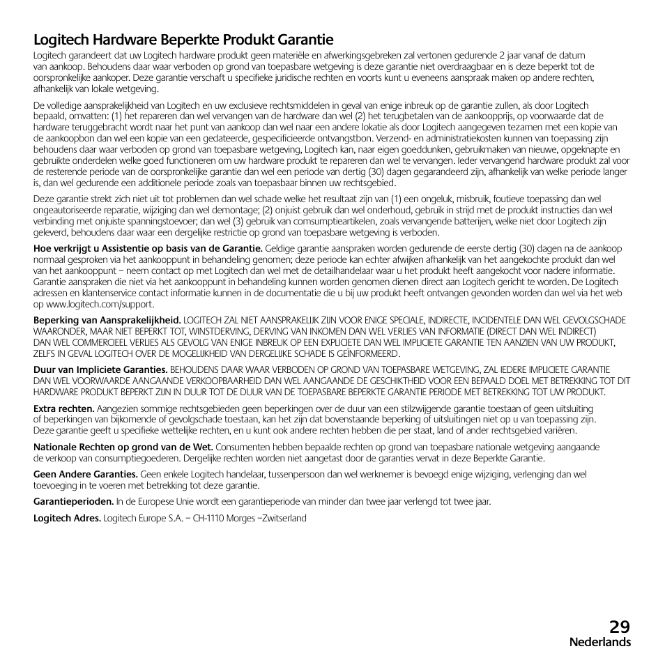 Logitech hardware beperkte produkt garantie | Logitech Z523 User Manual | Page 29 / 114