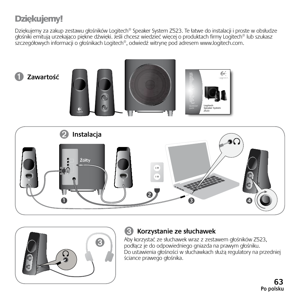 Dziękujemy | Logitech Z523 User Manual | Page 63 / 114