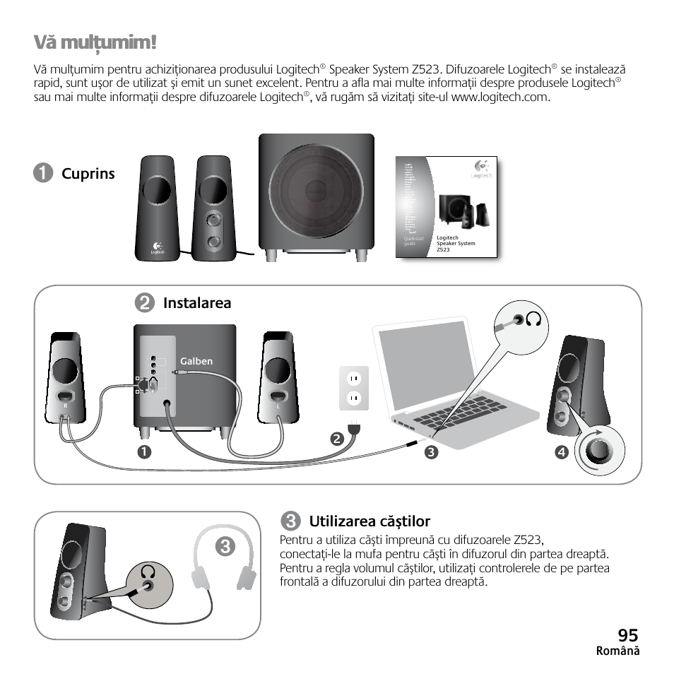 Vă mulţumim | Logitech Z523 User Manual | Page 95 / 114