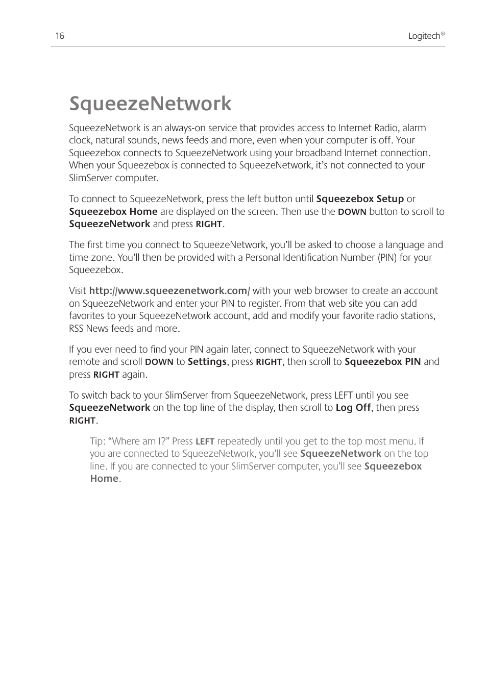 Squeezenetwork | Logitech Squeezebox Ft User Manual | Page 18 / 32