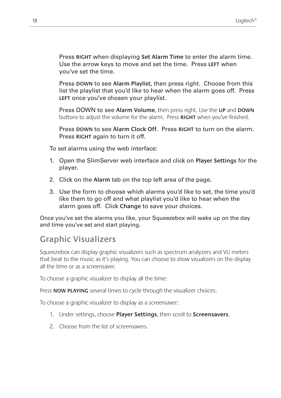 Graphic visualizers | Logitech Squeezebox Ft User Manual | Page 20 / 32