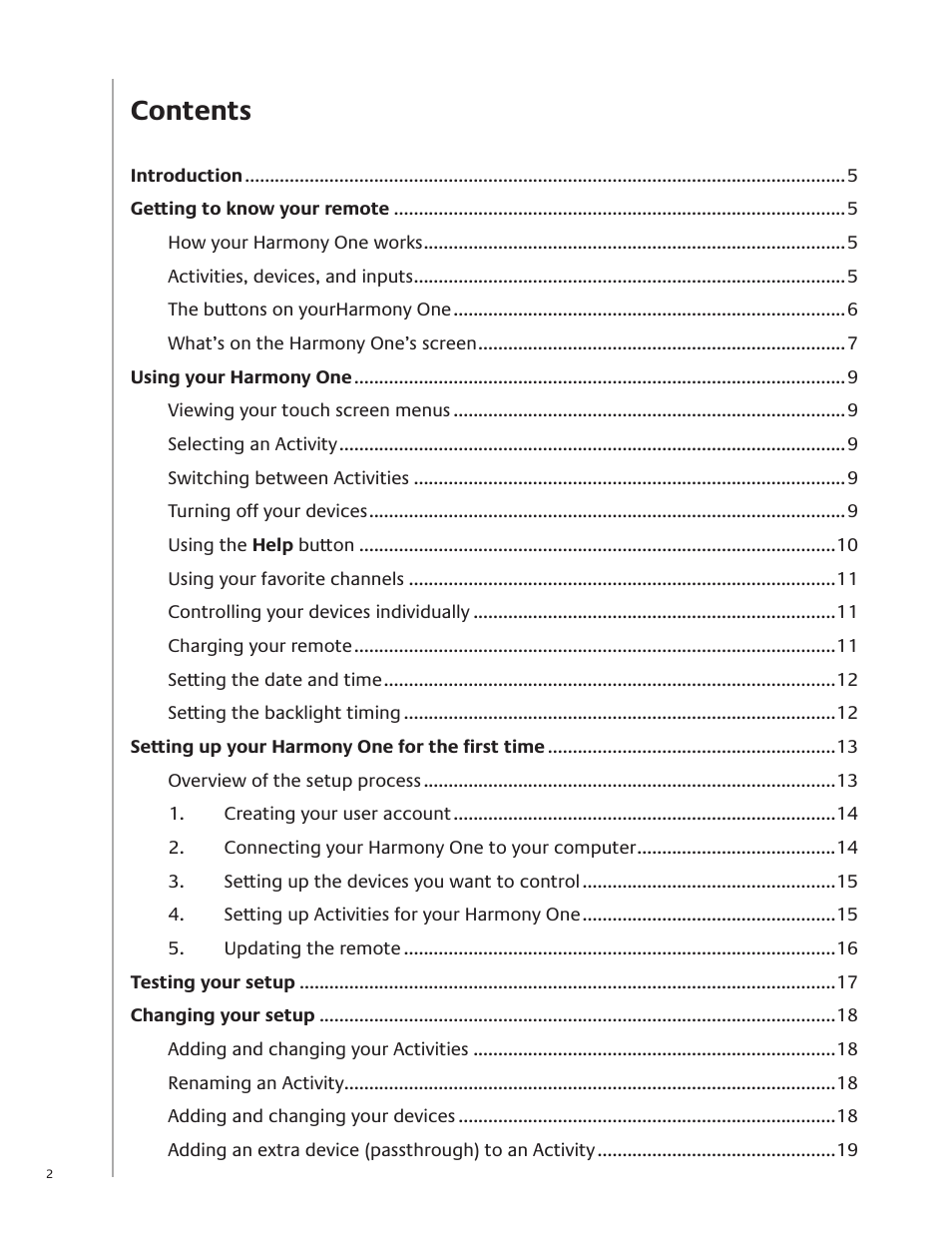 Logitech Harmony One User Manual | Page 2 / 40