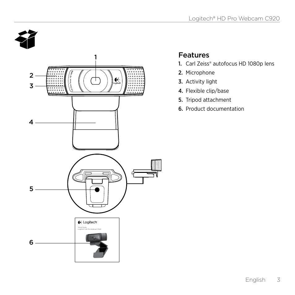 Features | Logitech HD Pro C920 User Manual | Page 3 / 44