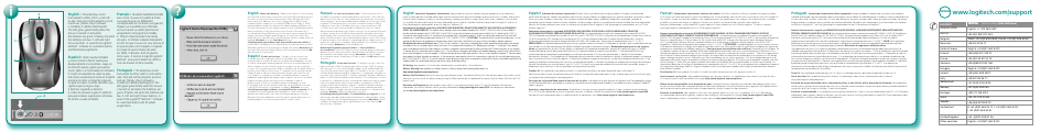 624222-0403 c0 back.pdf, English, Español | Français, Português | Logitech Laser Cordless for Notebooks V450 User Manual | Page 2 / 2