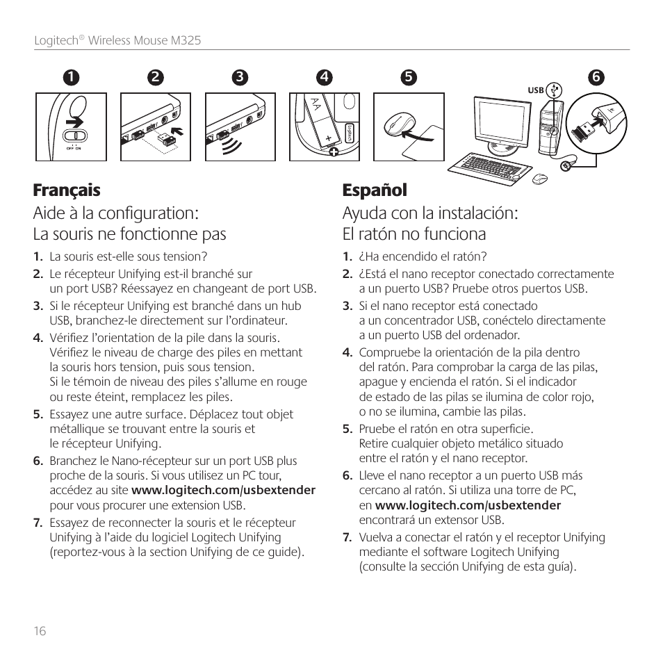 Logitech M325 User Manual | Page 16 / 32