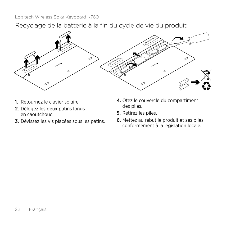 Logitech Keyboard K760 User Manual | Page 22 / 44