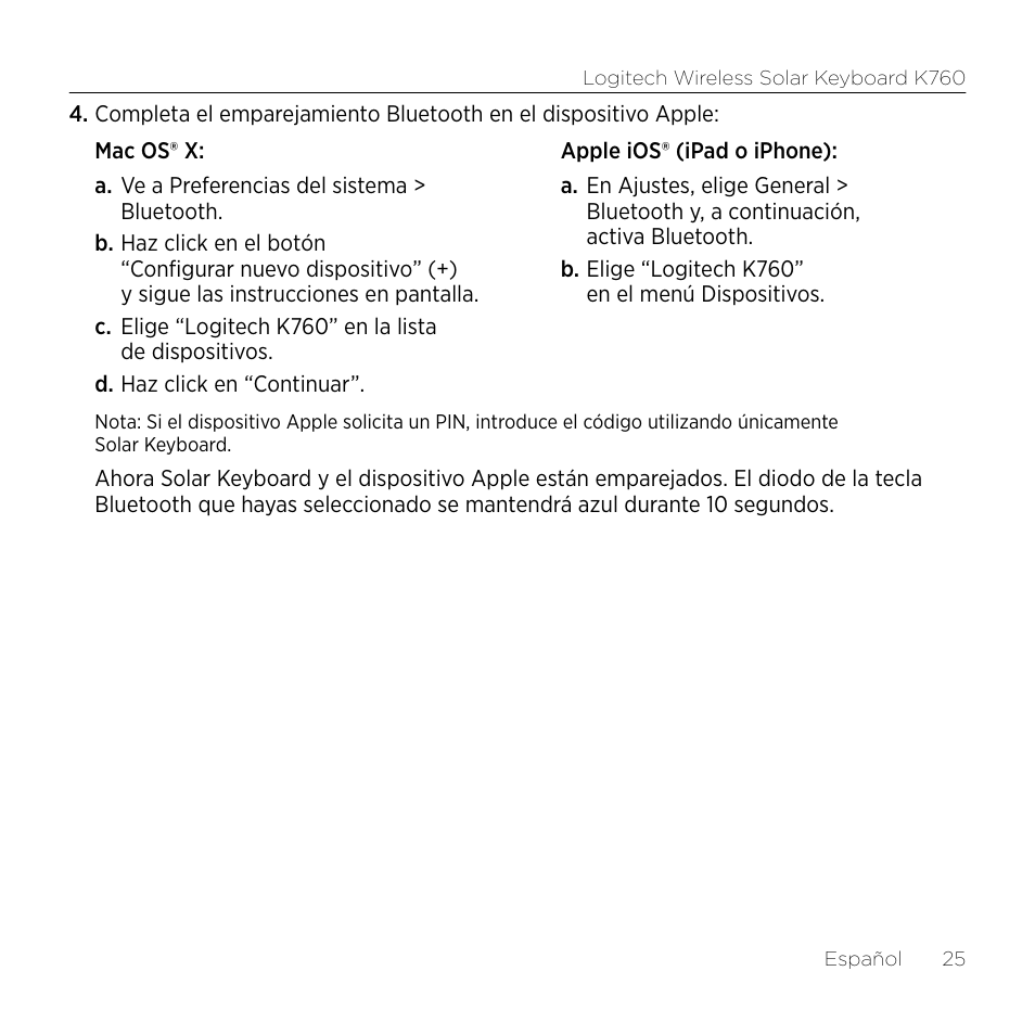 Logitech Keyboard K760 User Manual | Page 25 / 44
