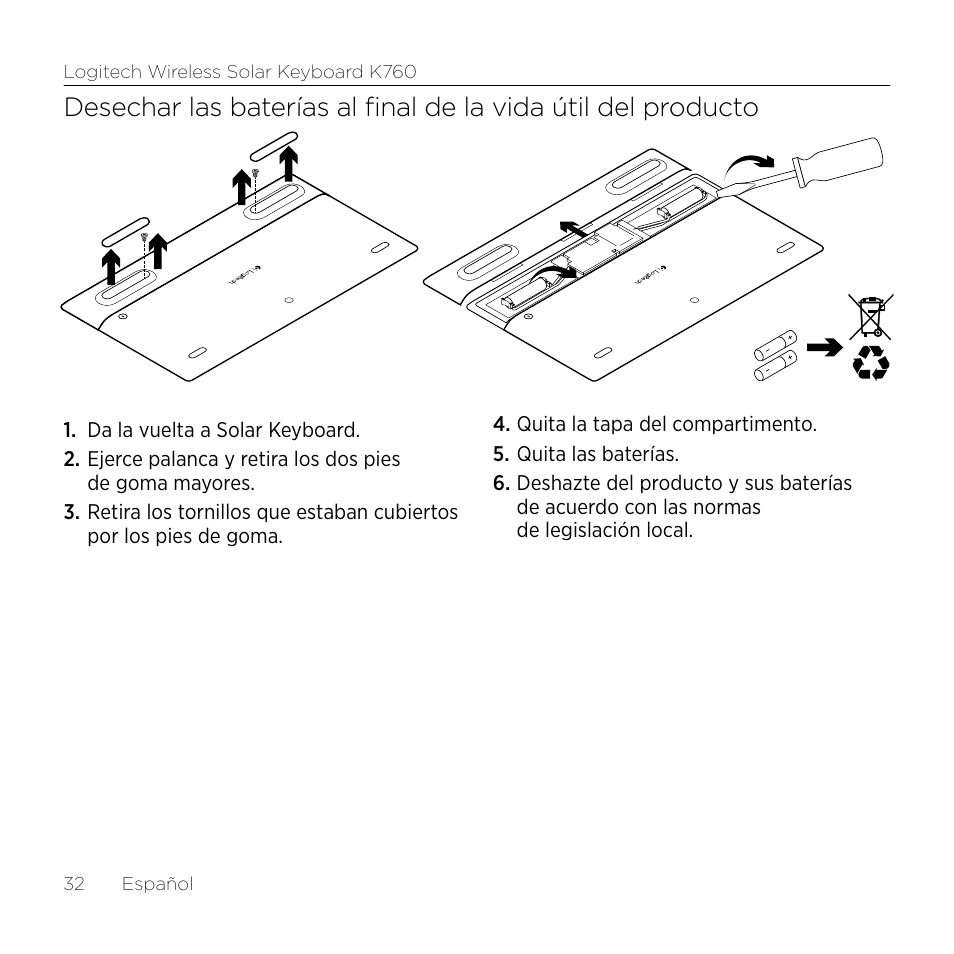 Logitech Keyboard K760 User Manual | Page 32 / 44
