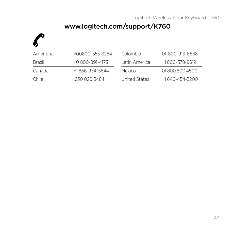 Logitech Keyboard K760 User Manual | Page 43 / 44