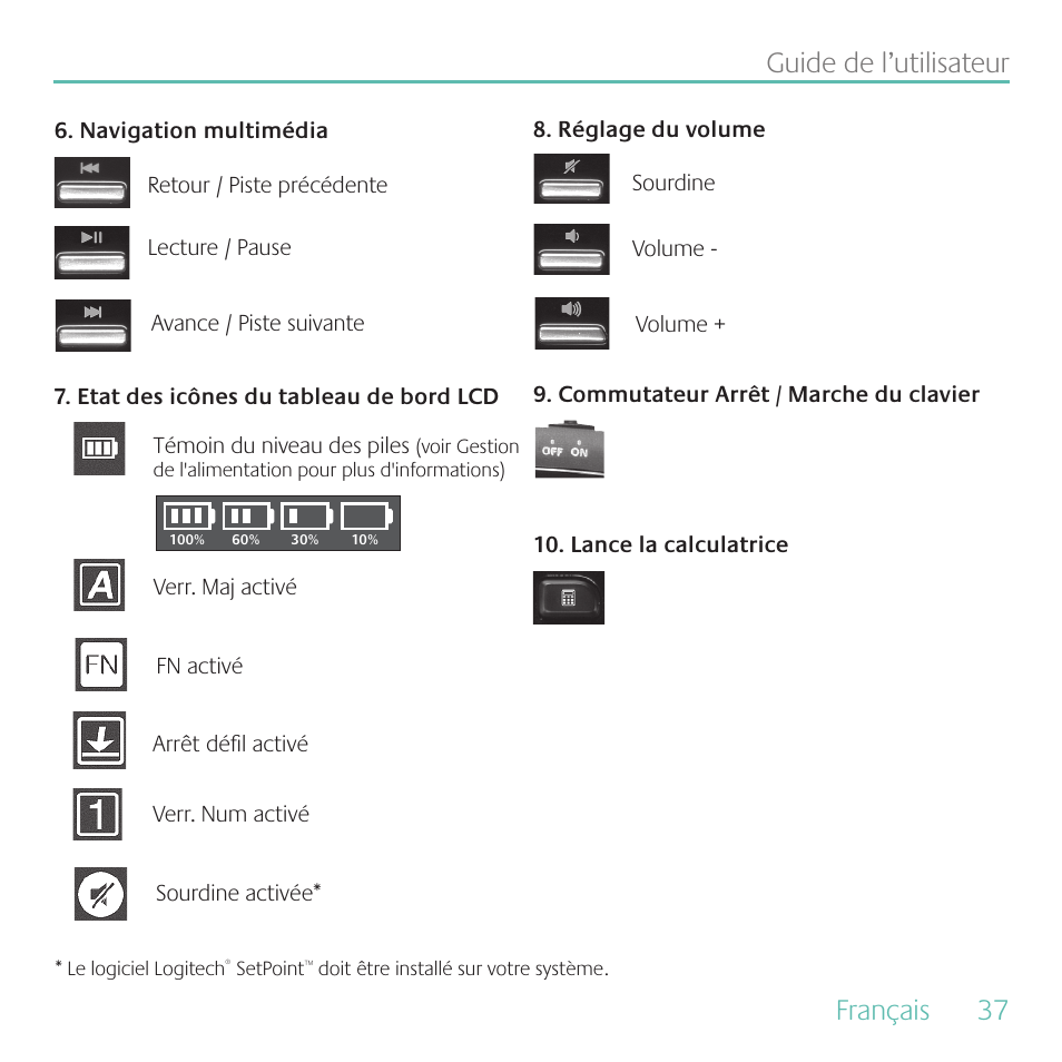 Français, 37 guide de l’utilisateur | Logitech MK700 User Manual | Page 37 / 60