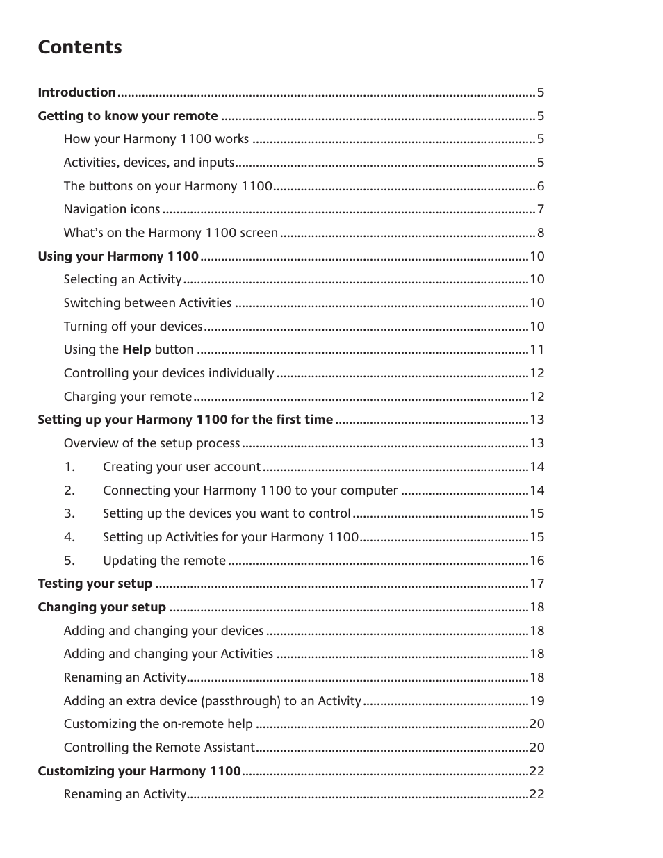 Logitech Harmony 1100 User Manual | Page 2 / 48