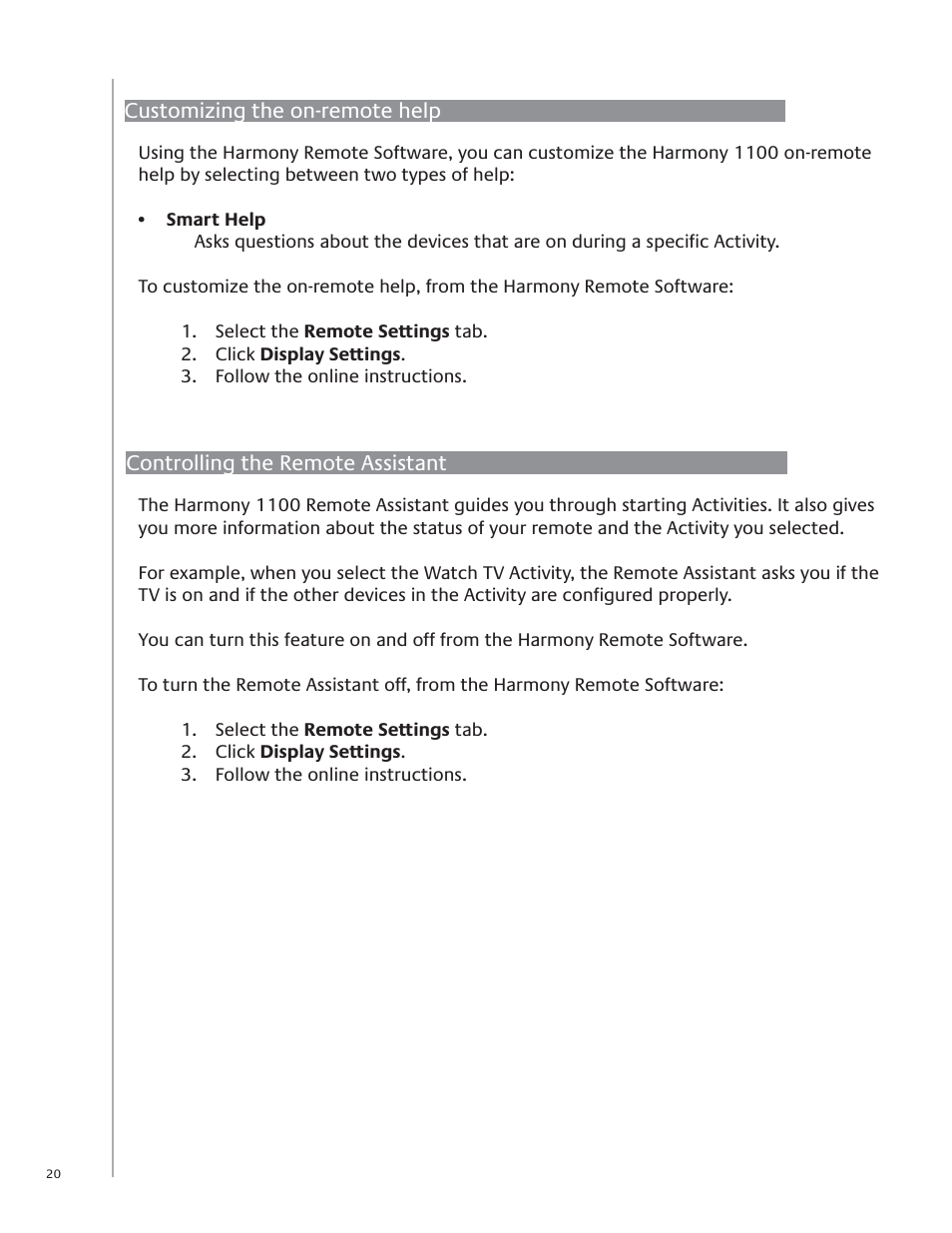 Logitech Harmony 1100 User Manual | Page 20 / 48
