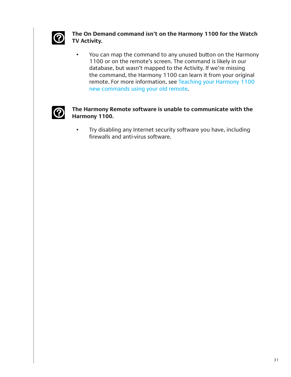 Logitech Harmony 1100 User Manual | Page 31 / 48