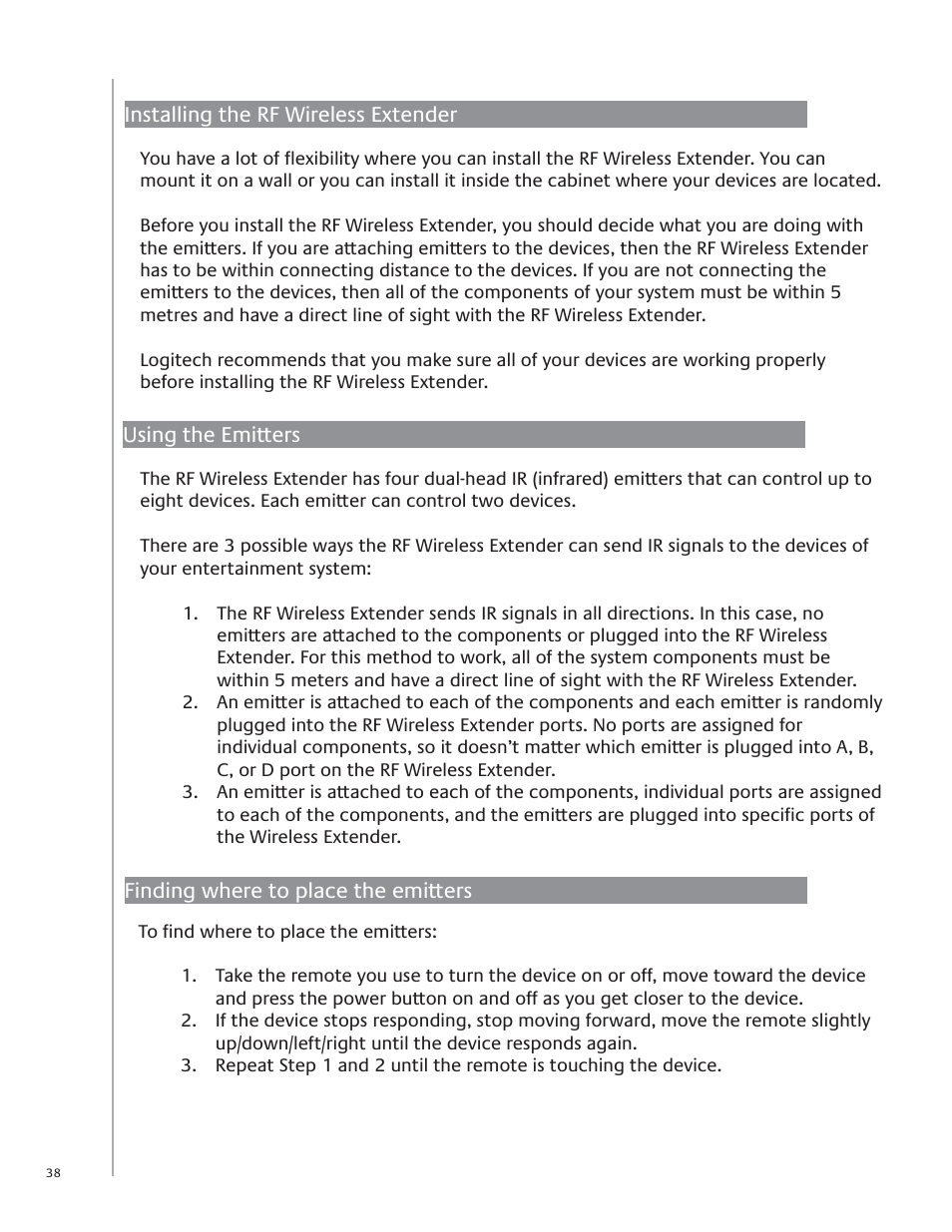 Logitech Harmony 1100 User Manual | Page 38 / 48