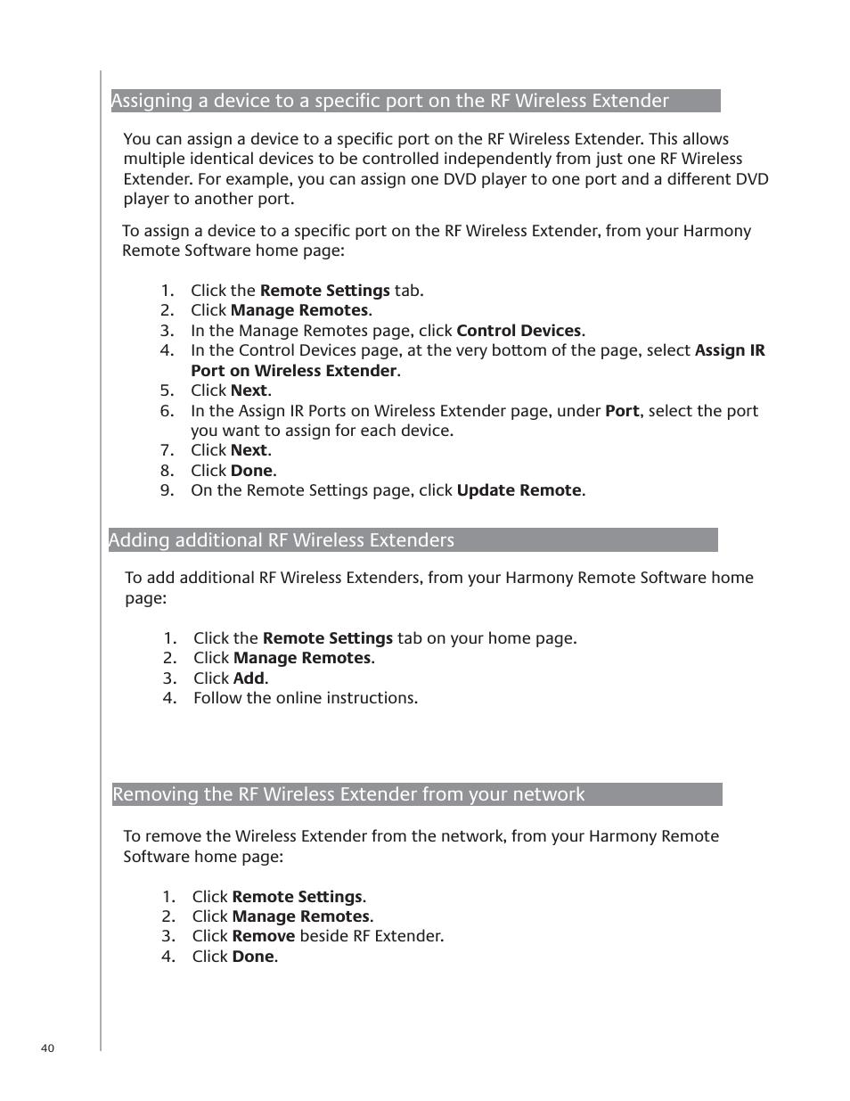 Logitech Harmony 1100 User Manual | Page 40 / 48