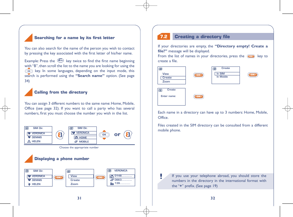 2 creating a directory file | Alcatel OT331 User Manual | Page 17 / 48