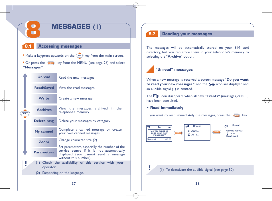 Messages (1) | Alcatel OT331 User Manual | Page 20 / 48