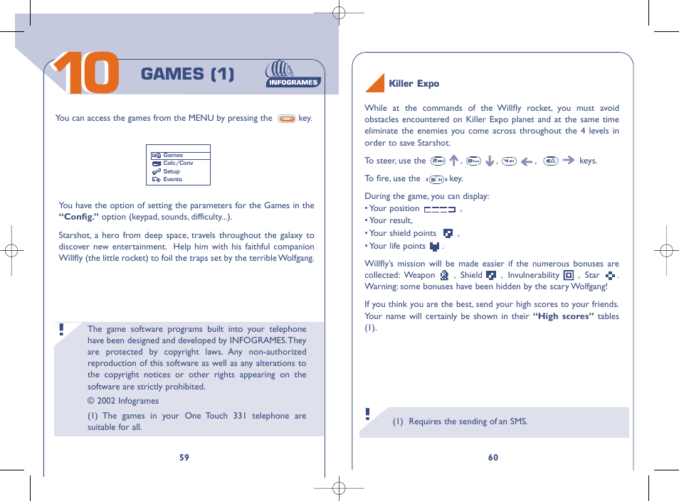 Games (1) | Alcatel OT331 User Manual | Page 31 / 48