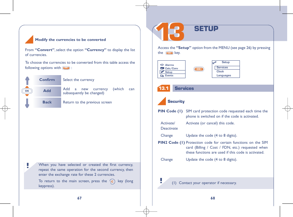 Setup | Alcatel OT331 User Manual | Page 35 / 48