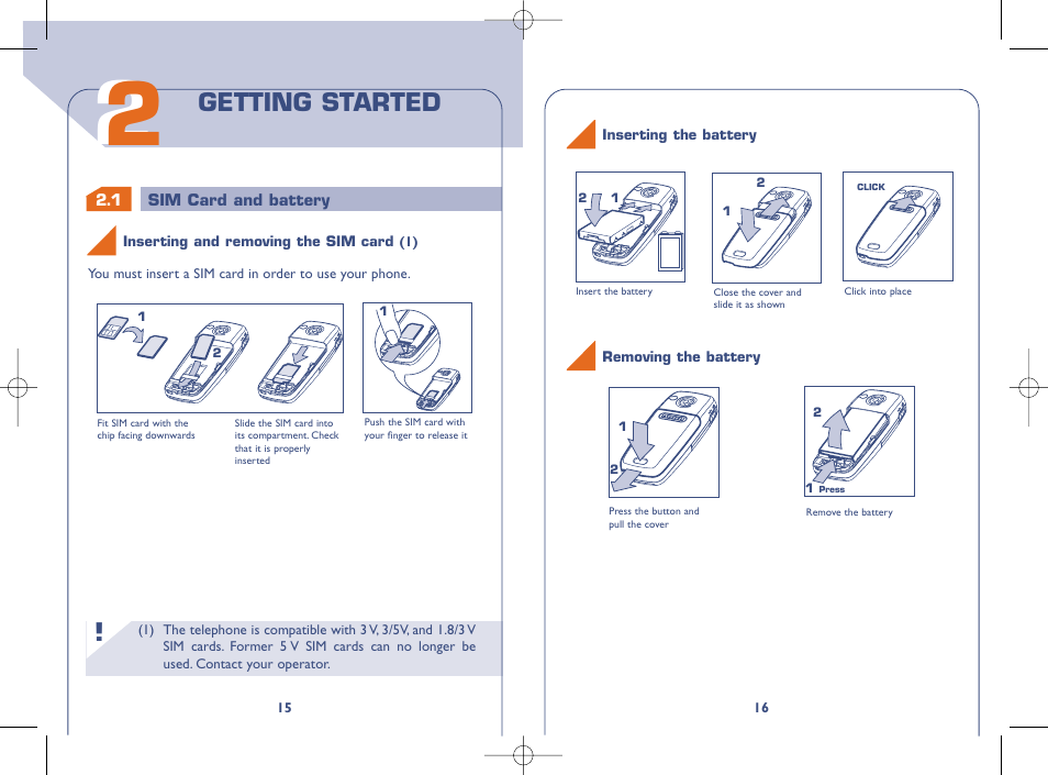Getting started | Alcatel OT331 User Manual | Page 9 / 48