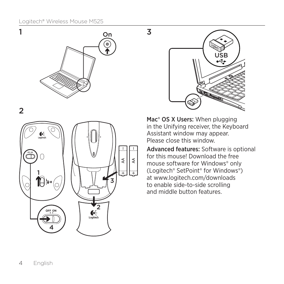 Logitech M525 User Manual | Page 4 / 64