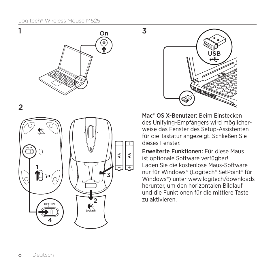 Logitech M525 User Manual | Page 8 / 64