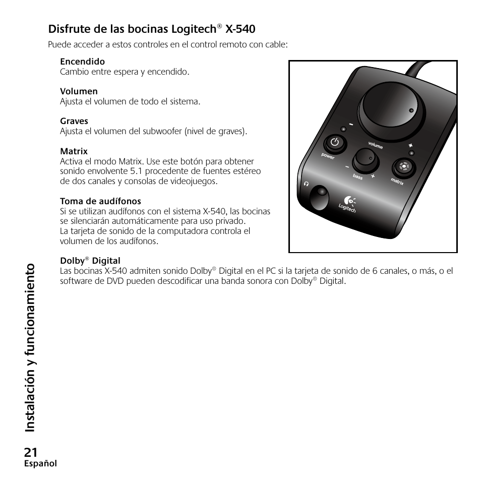 Logitech Speaker System X-540 User Manual | Page 22 / 28