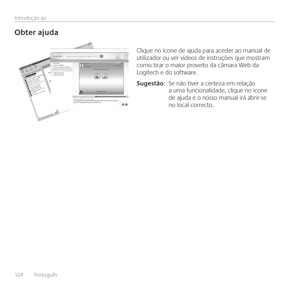 Obter ajuda | Logitech C110 User Manual | Page 124 / 160